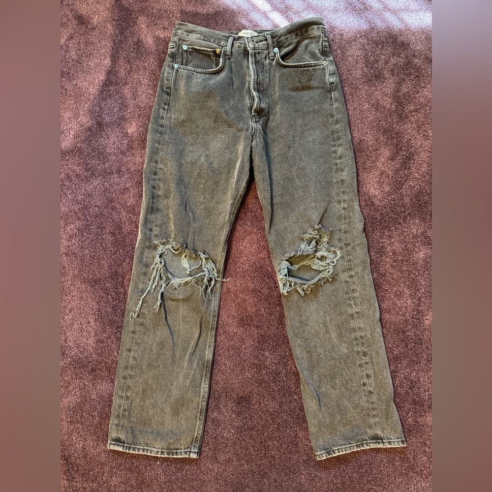 AGOLDE Distressed Ripped Black Jeans